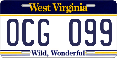 WV license plate OCG099