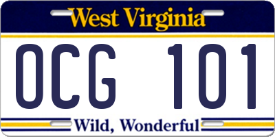 WV license plate OCG101