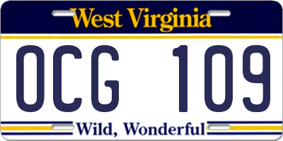 WV license plate OCG109