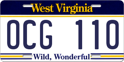 WV license plate OCG110