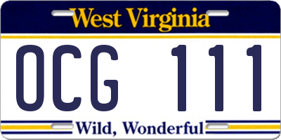 WV license plate OCG111