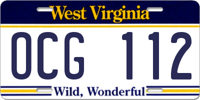 WV license plate OCG112