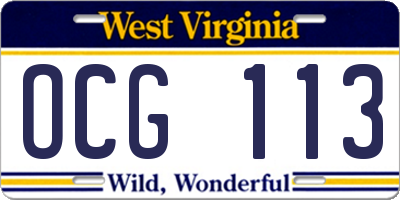 WV license plate OCG113