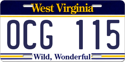 WV license plate OCG115