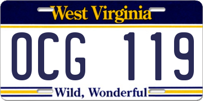 WV license plate OCG119
