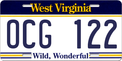 WV license plate OCG122