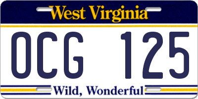 WV license plate OCG125