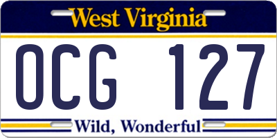 WV license plate OCG127