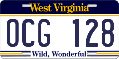 WV license plate OCG128