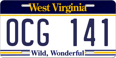 WV license plate OCG141