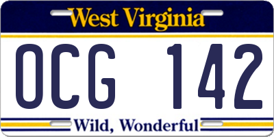 WV license plate OCG142