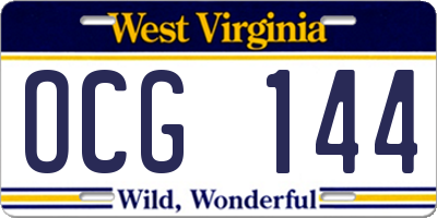 WV license plate OCG144