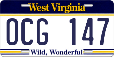 WV license plate OCG147