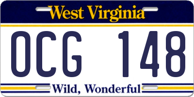 WV license plate OCG148
