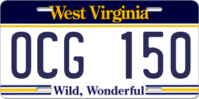 WV license plate OCG150