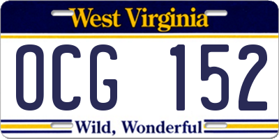WV license plate OCG152