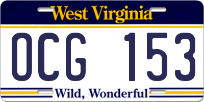 WV license plate OCG153
