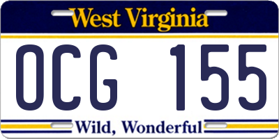 WV license plate OCG155