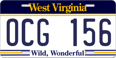 WV license plate OCG156
