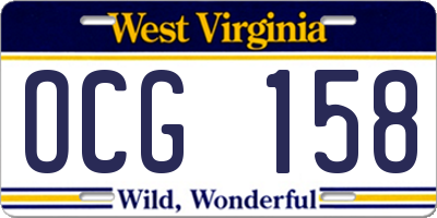WV license plate OCG158