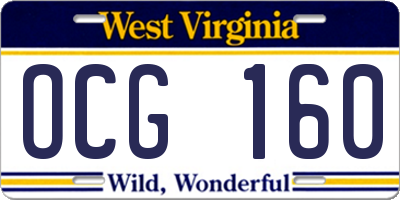 WV license plate OCG160