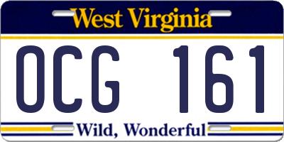 WV license plate OCG161