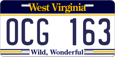 WV license plate OCG163