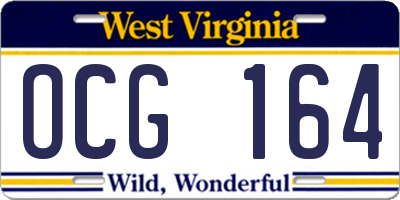 WV license plate OCG164