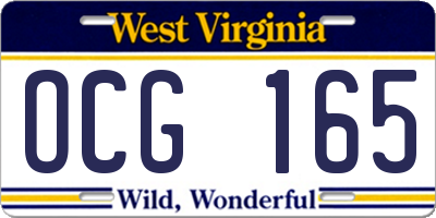WV license plate OCG165
