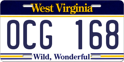 WV license plate OCG168