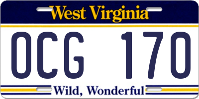 WV license plate OCG170