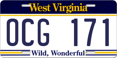 WV license plate OCG171