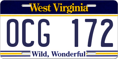 WV license plate OCG172