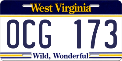 WV license plate OCG173