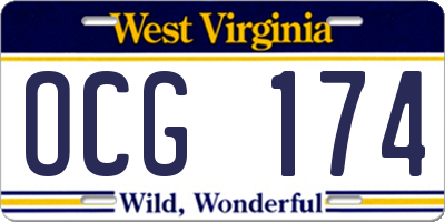 WV license plate OCG174