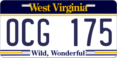 WV license plate OCG175