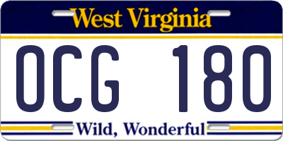 WV license plate OCG180