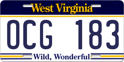WV license plate OCG183