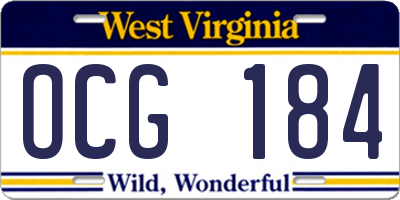 WV license plate OCG184