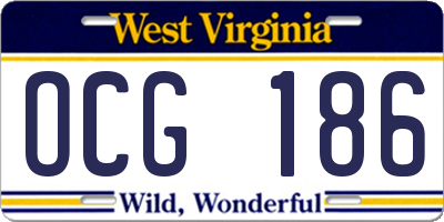 WV license plate OCG186