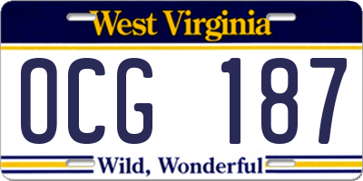 WV license plate OCG187