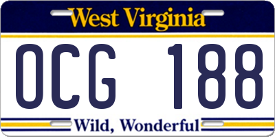 WV license plate OCG188