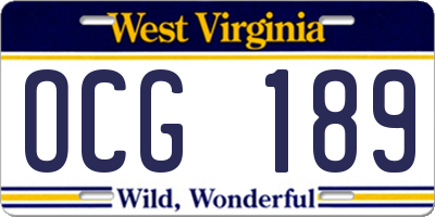 WV license plate OCG189