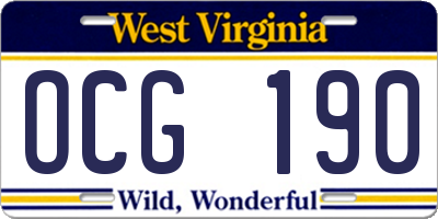 WV license plate OCG190