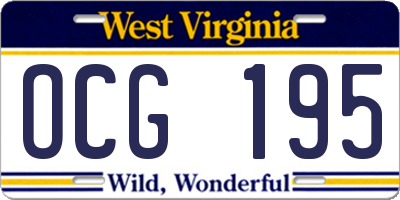 WV license plate OCG195