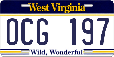 WV license plate OCG197