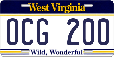 WV license plate OCG200