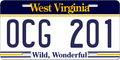 WV license plate OCG201