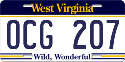 WV license plate OCG207