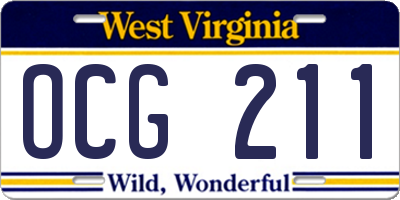 WV license plate OCG211
